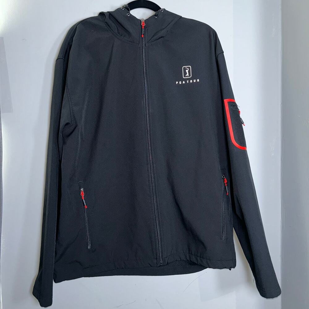 PGA Tour Black Windbreaker Jacket, Sz XL